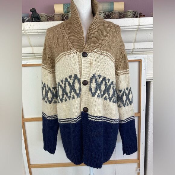 Filippo Novelli Italy chunky oversized alpaca blend cardigan funky grandpa - Picture 2 of 9